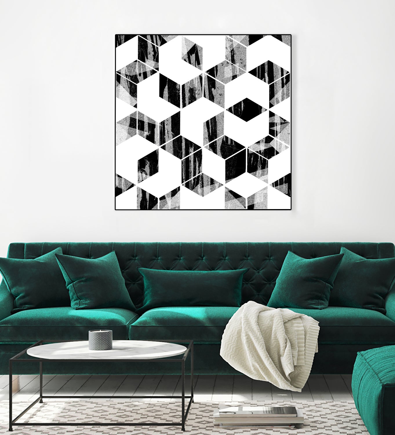 Elegant Black and White Geometric Design by Brigitte Carre on GIANT ART - black digital painting