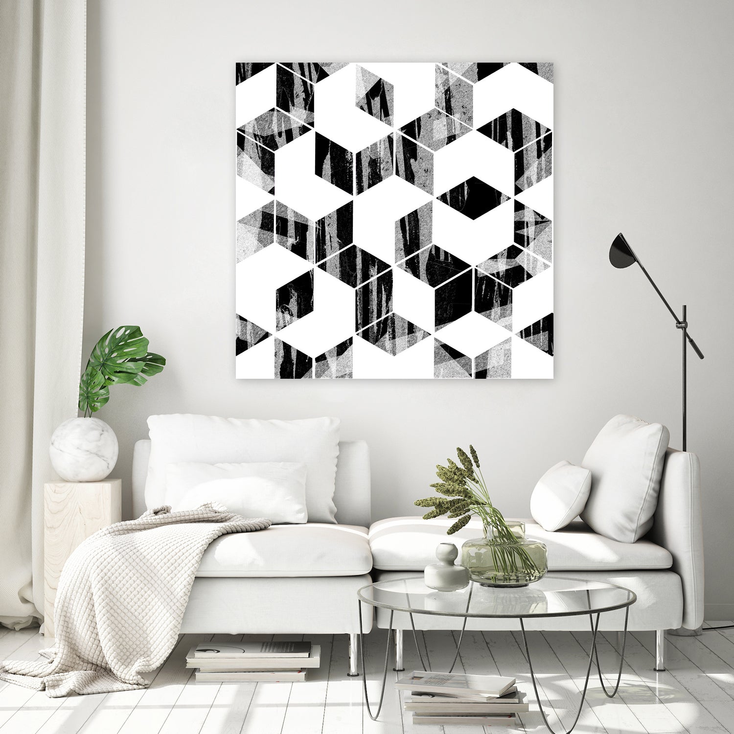 Elegant Black and White Geometric Design by Brigitte Carre on GIANT ART - black digital painting
