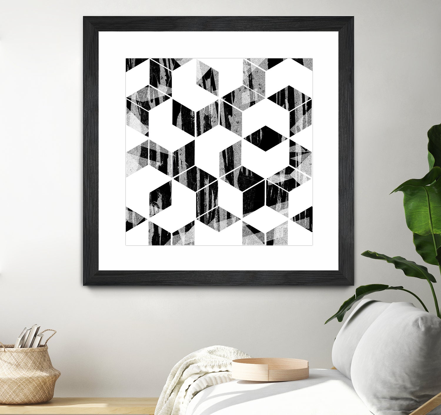 Elegant Black and White Geometric Design by Brigitte Carre on GIANT ART - black digital painting