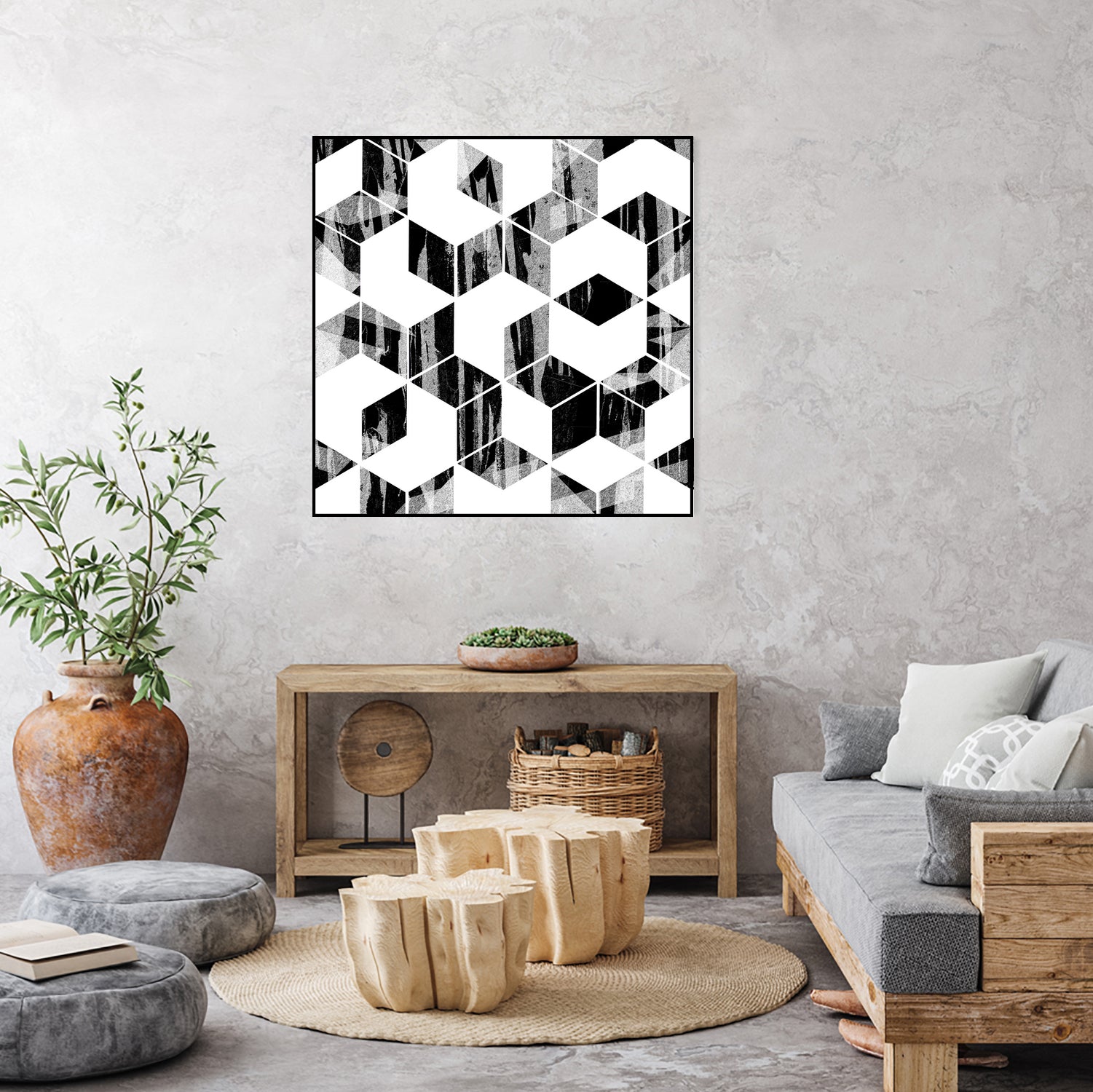 Elegant Black and White Geometric Design by Brigitte Carre on GIANT ART - black digital painting