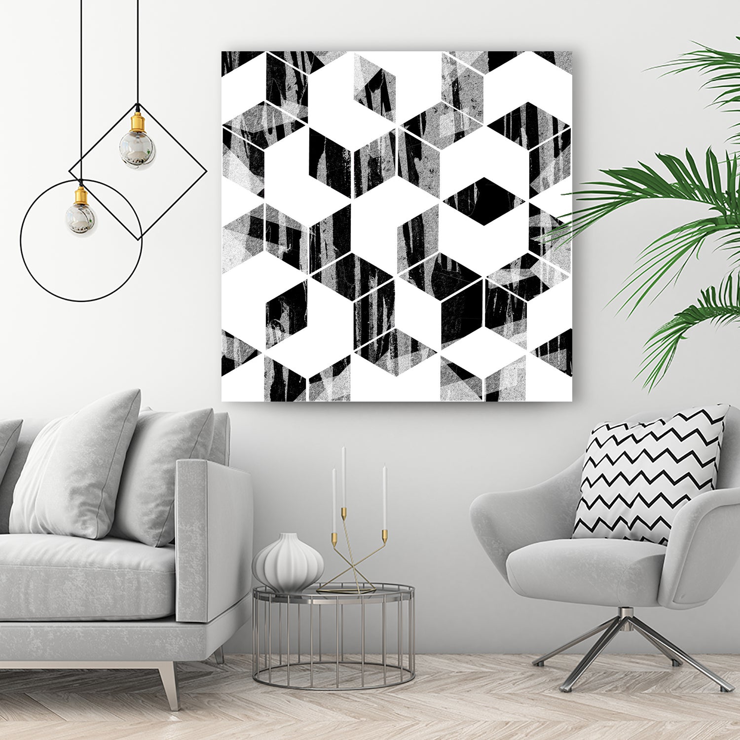 Elegant Black and White Geometric Design by Brigitte Carre on GIANT ART - black digital painting