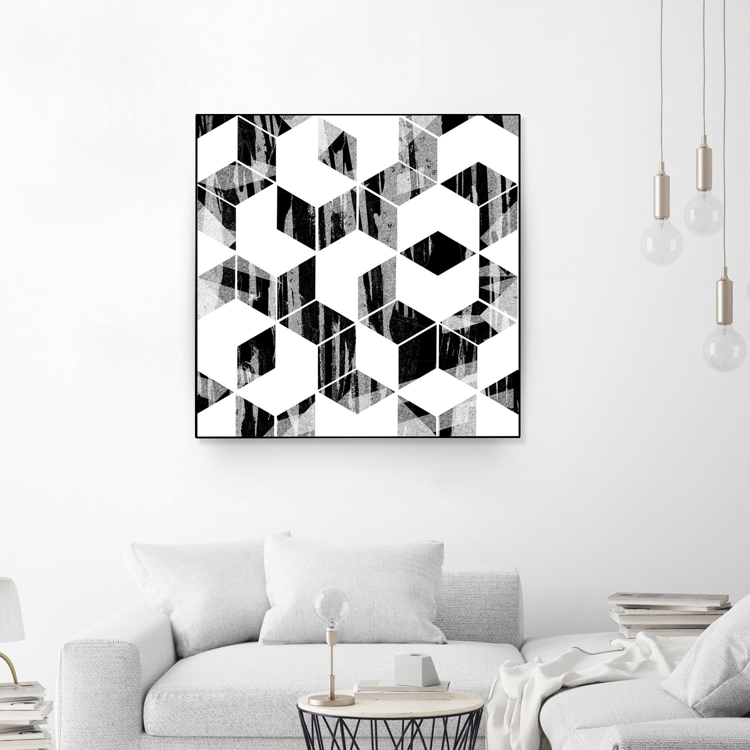 Elegant Black and White Geometric Design by Brigitte Carre on GIANT ART - black digital painting