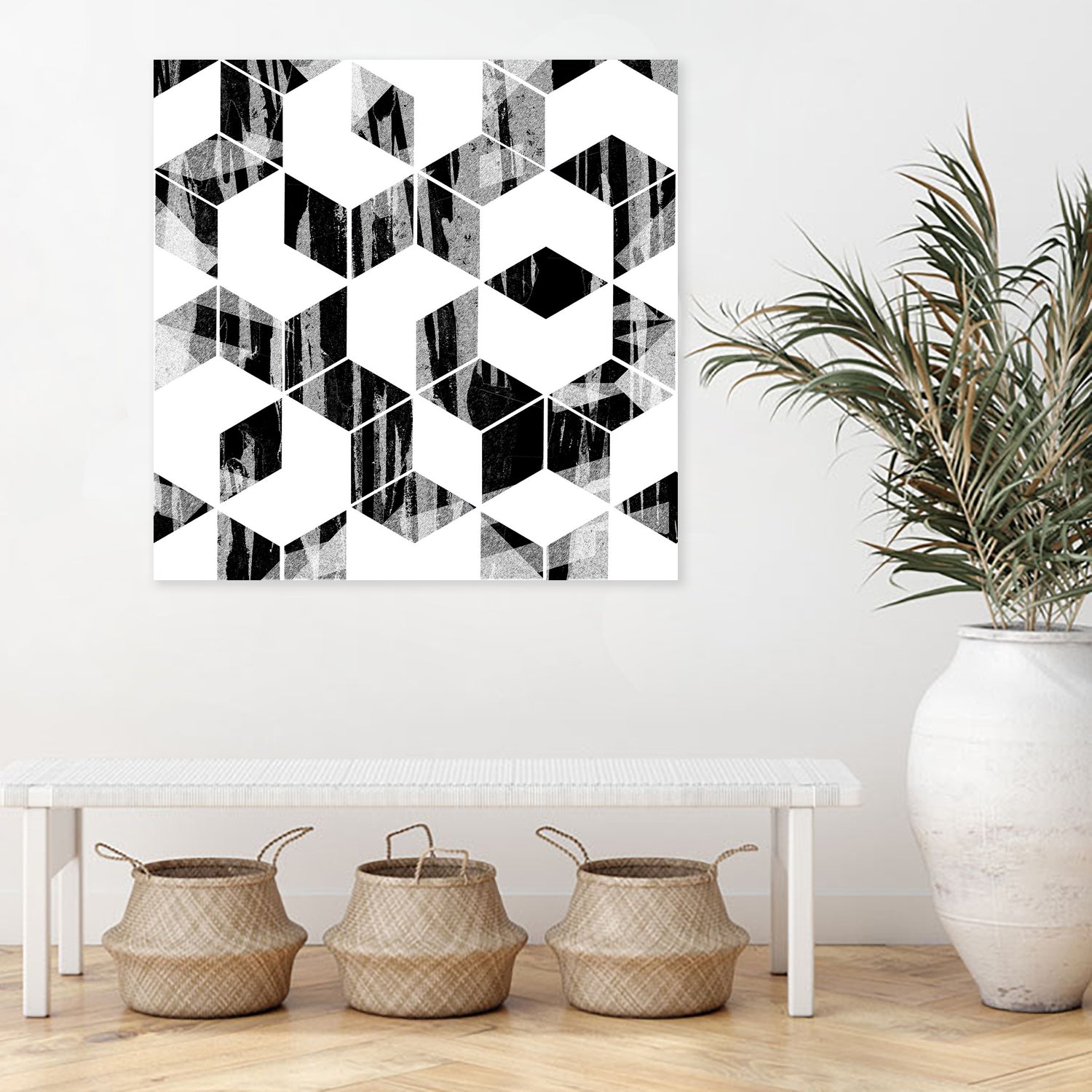 Elegant Black and White Geometric Design by Brigitte Carre on GIANT ART - black digital painting
