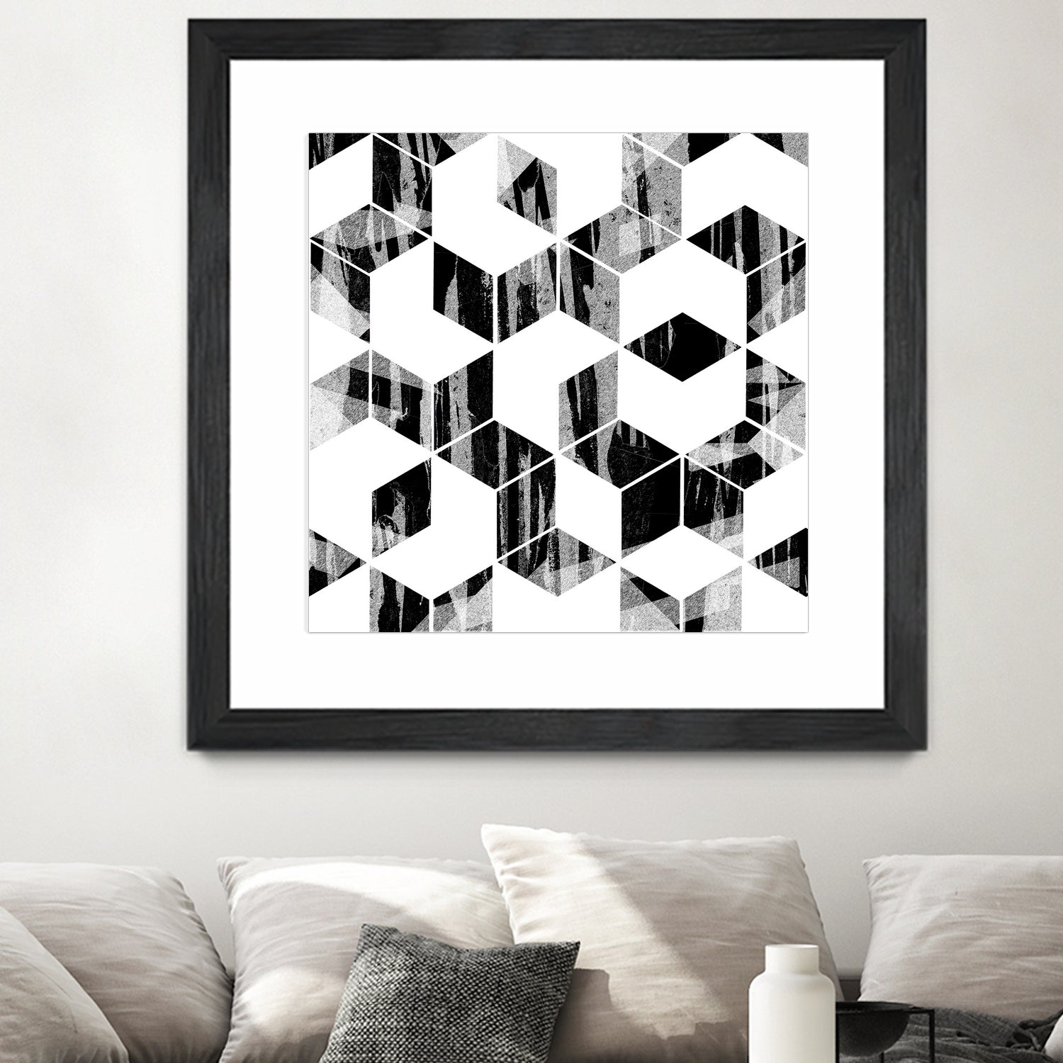 Elegant Black and White Geometric Design by Brigitte Carre on GIANT ART - black digital painting