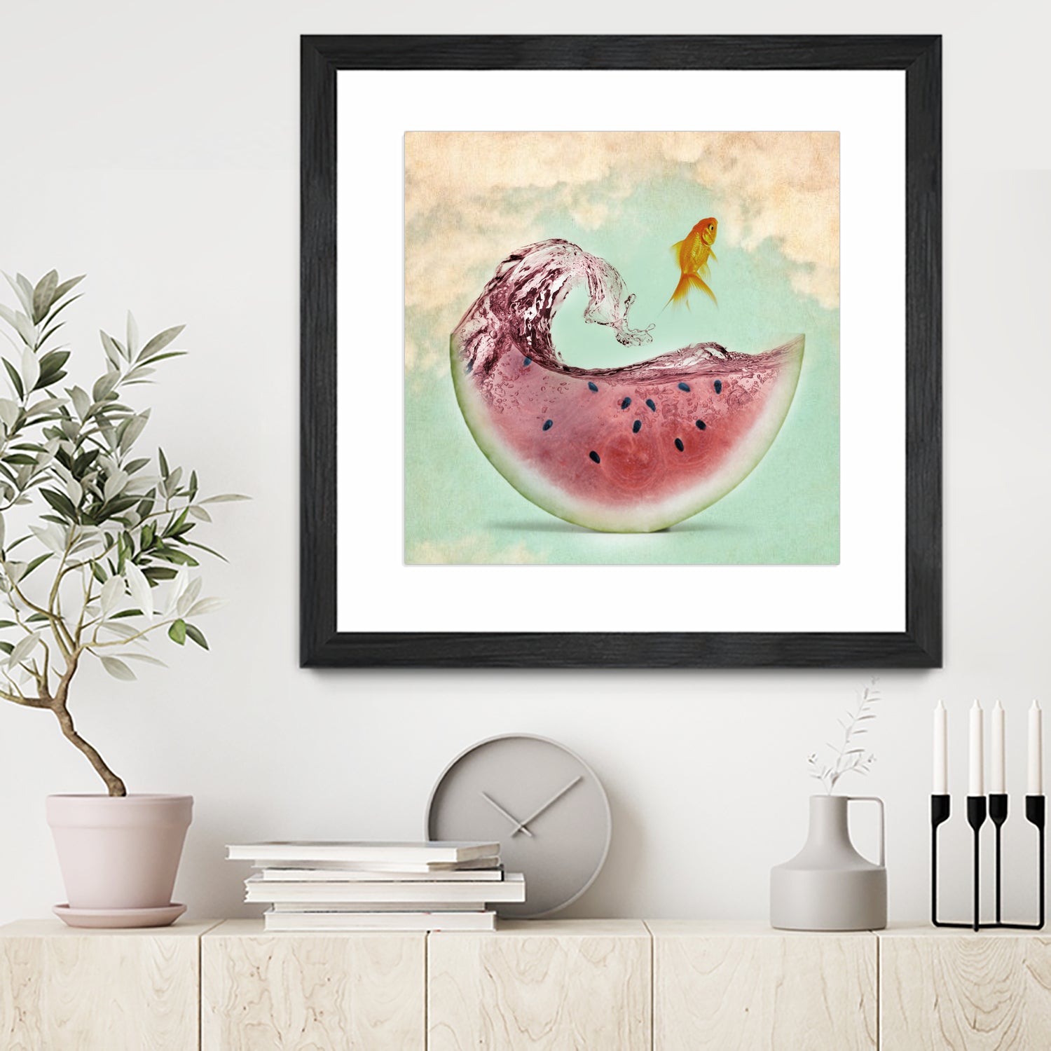 watermelon goldfish by Vin Zzep on GIANT ART - white digital painting