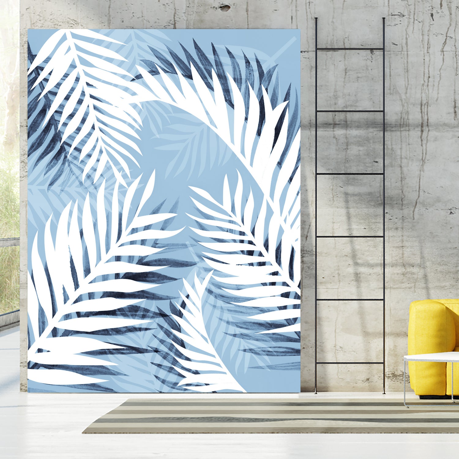 Tropical bliss - chambray blue by Gale Switzer on GIANT ART - blue digital drawing