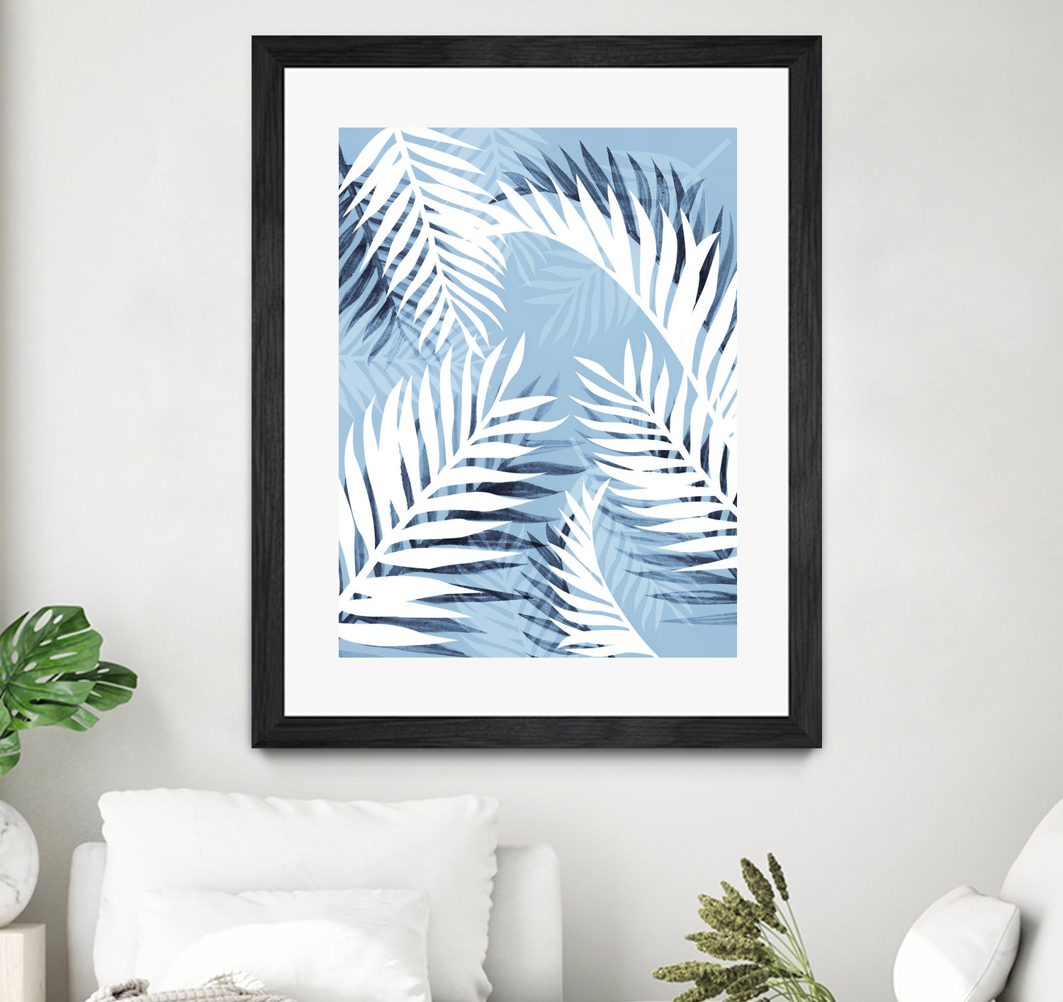 Tropical bliss - chambray blue by Gale Switzer on GIANT ART - blue digital drawing