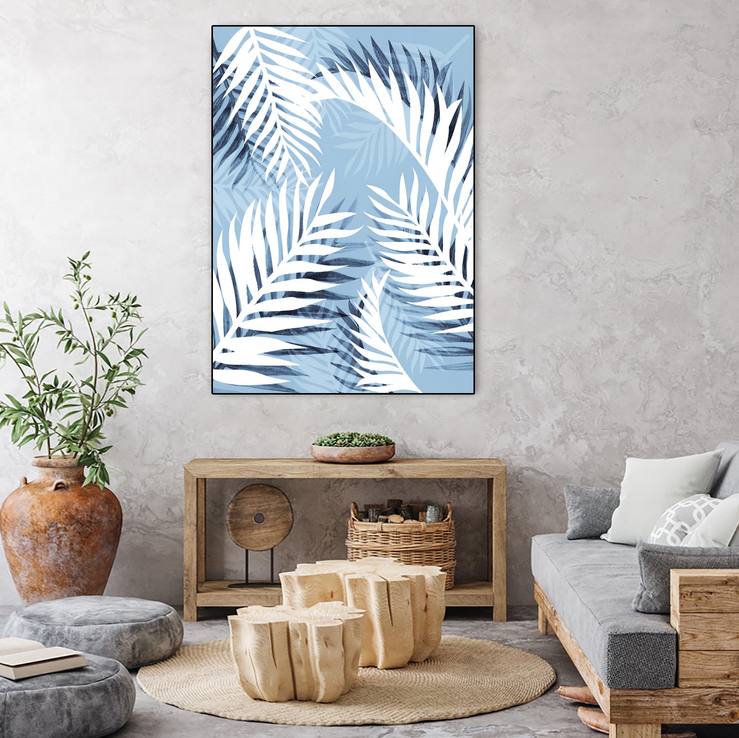 Tropical bliss - chambray blue by Gale Switzer on GIANT ART - blue digital drawing