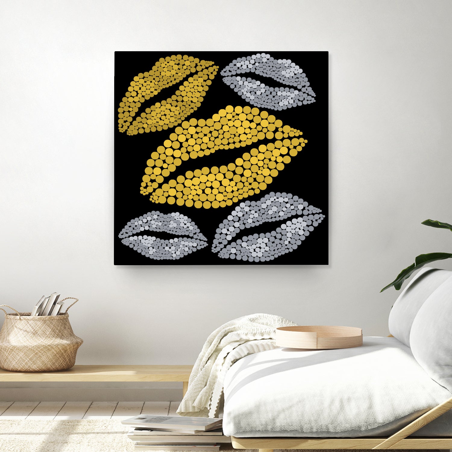 Luscious Lips In Gold And Silver by TheArtOf Vikki on GIANT ART - yellow digital painting