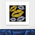 Luscious Lips In Gold And Silver by TheArtOf Vikki on GIANT ART - yellow digital painting