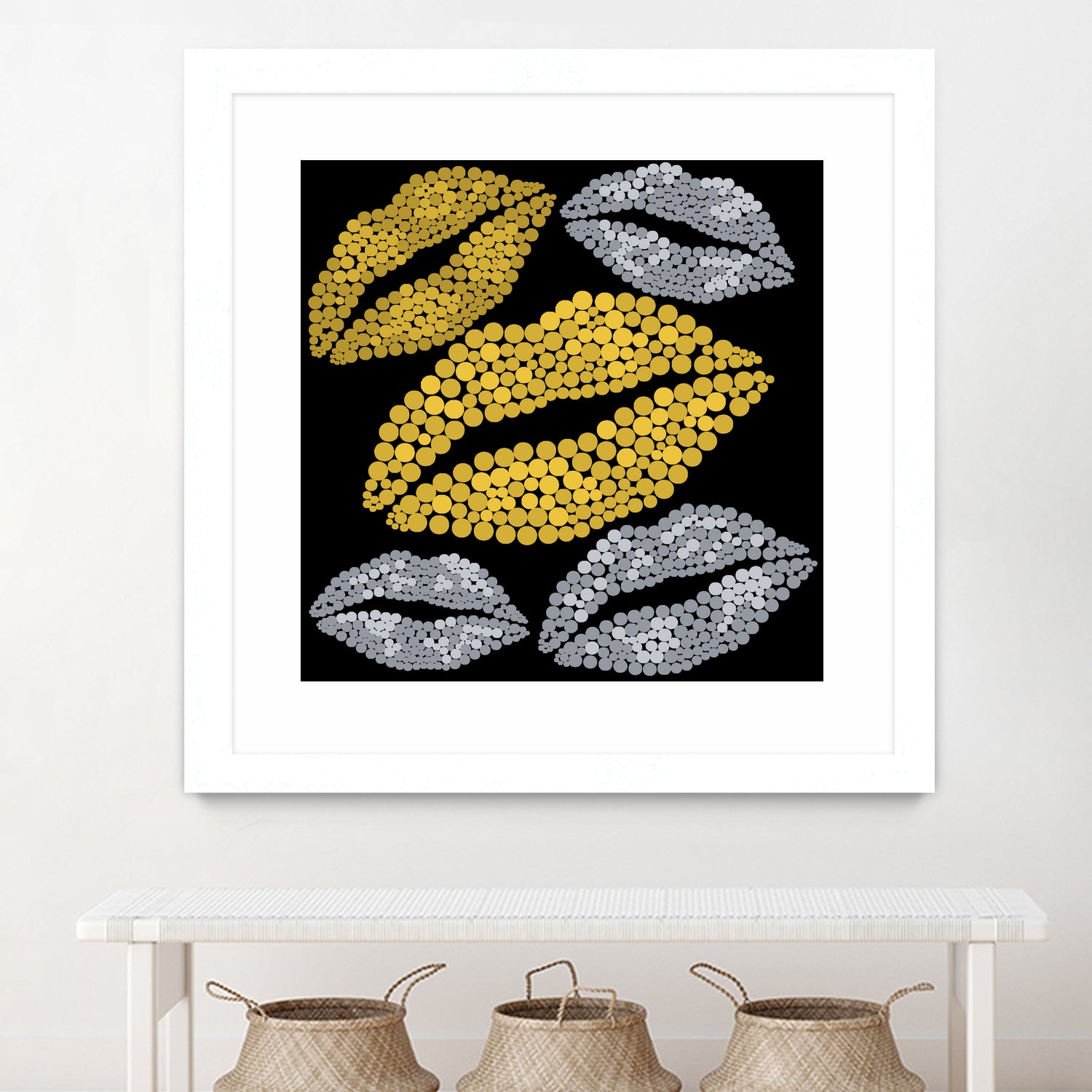 Luscious Lips In Gold And Silver by TheArtOf Vikki on GIANT ART - yellow digital painting