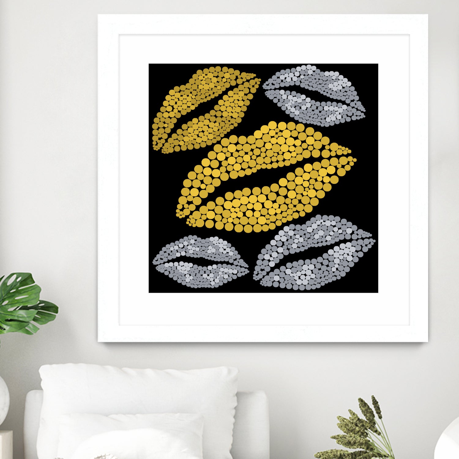 Luscious Lips In Gold And Silver by TheArtOf Vikki on GIANT ART - yellow digital painting