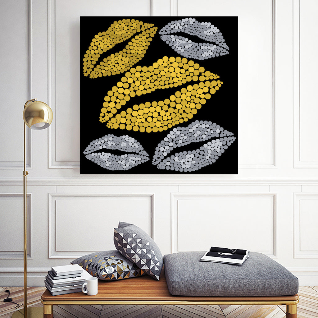 Luscious Lips In Gold And Silver by TheArtOf Vikki on GIANT ART - yellow digital painting