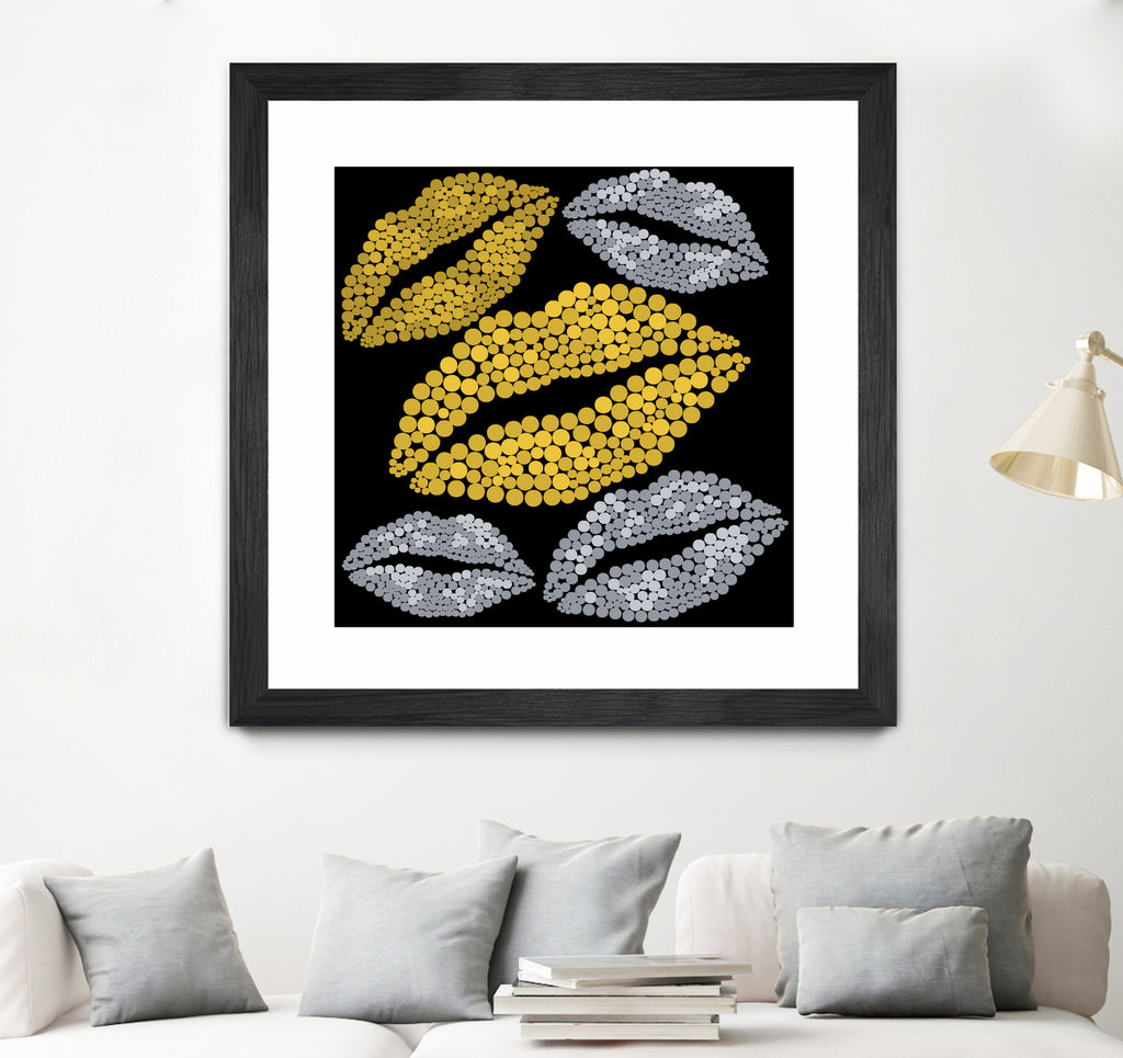 Luscious Lips In Gold And Silver by TheArtOf Vikki on GIANT ART - yellow digital painting