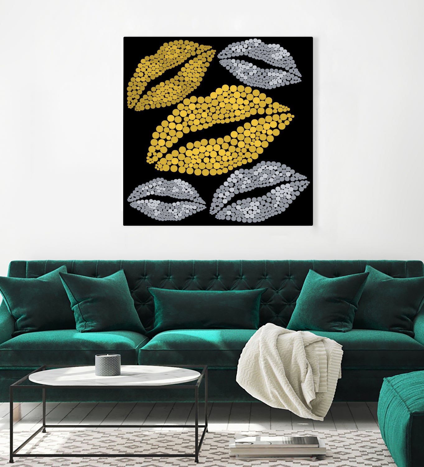 Luscious Lips In Gold And Silver by TheArtOf Vikki on GIANT ART - yellow digital painting