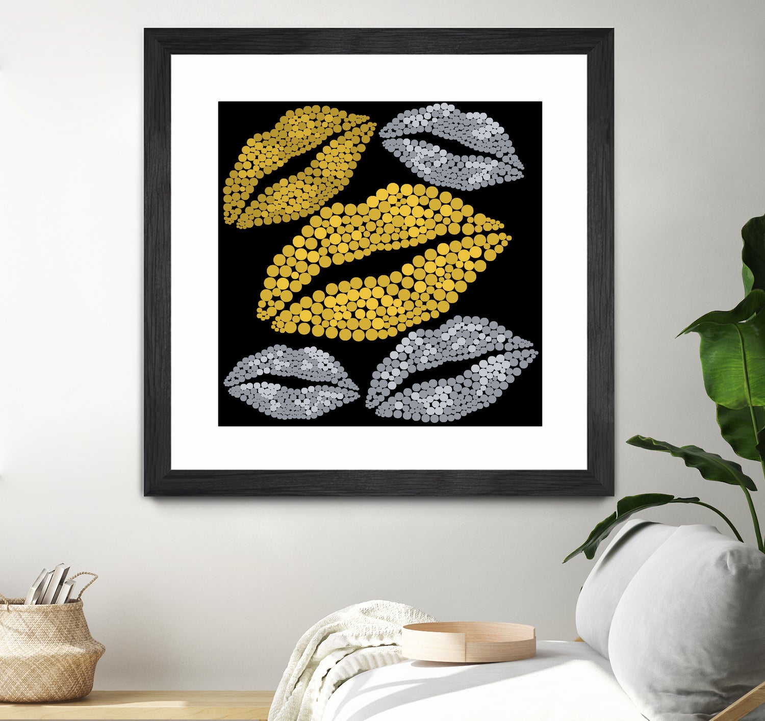 Luscious Lips In Gold And Silver by TheArtOf Vikki on GIANT ART - yellow digital painting