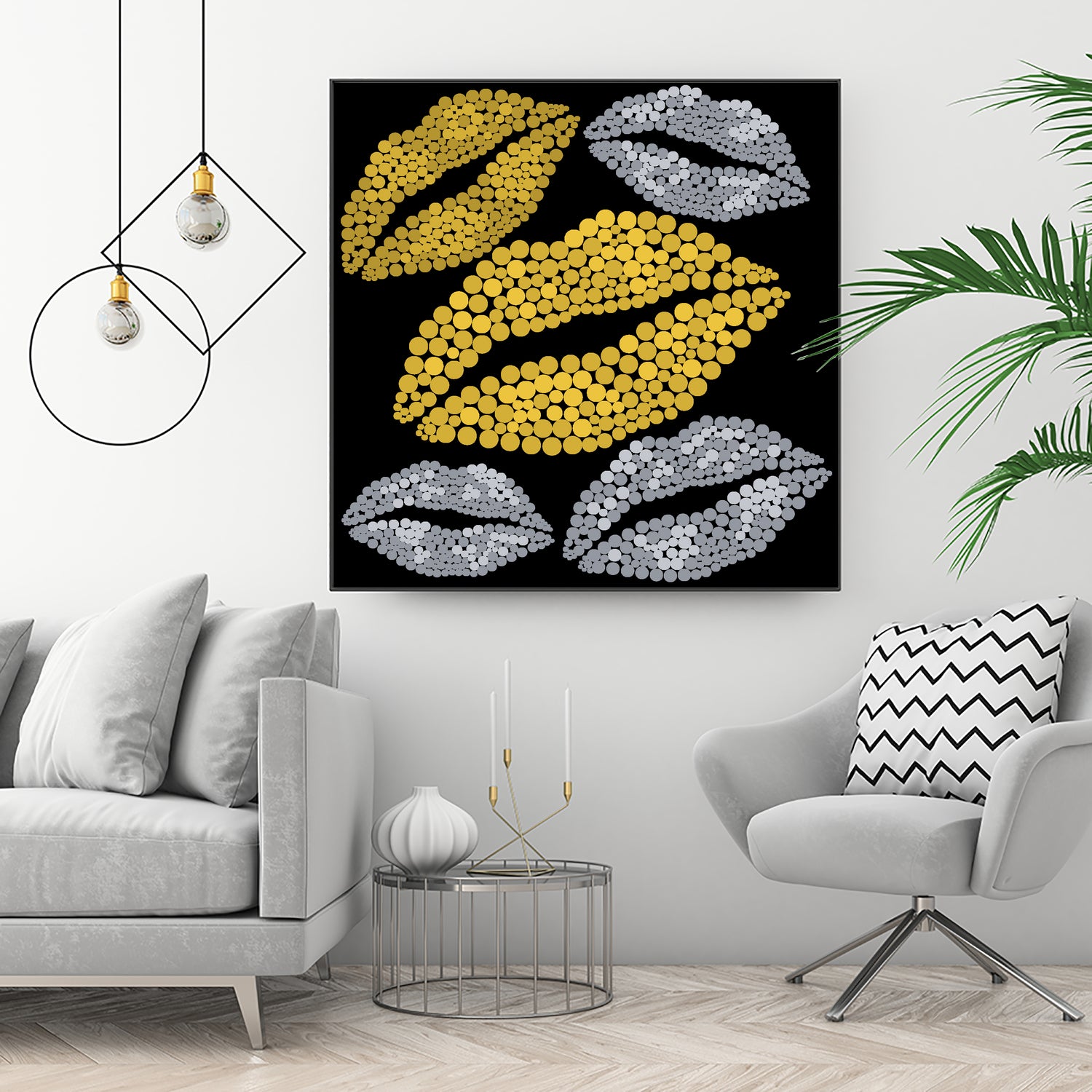 Luscious Lips In Gold And Silver by TheArtOf Vikki on GIANT ART - yellow digital painting