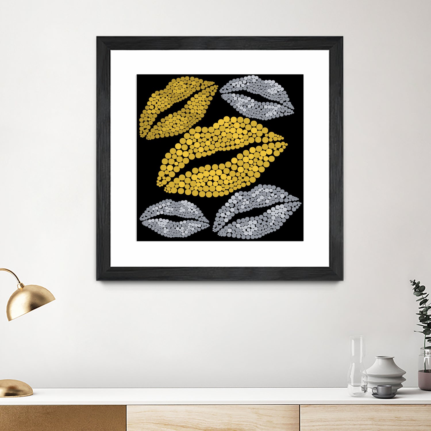 Luscious Lips In Gold And Silver by TheArtOf Vikki on GIANT ART - yellow digital painting