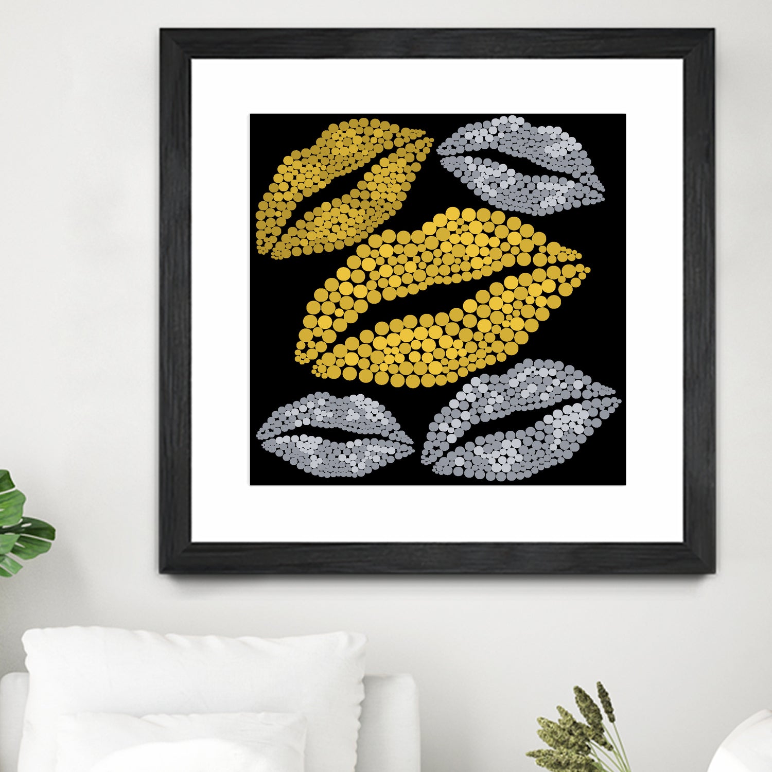 Luscious Lips In Gold And Silver by TheArtOf Vikki on GIANT ART - yellow digital painting