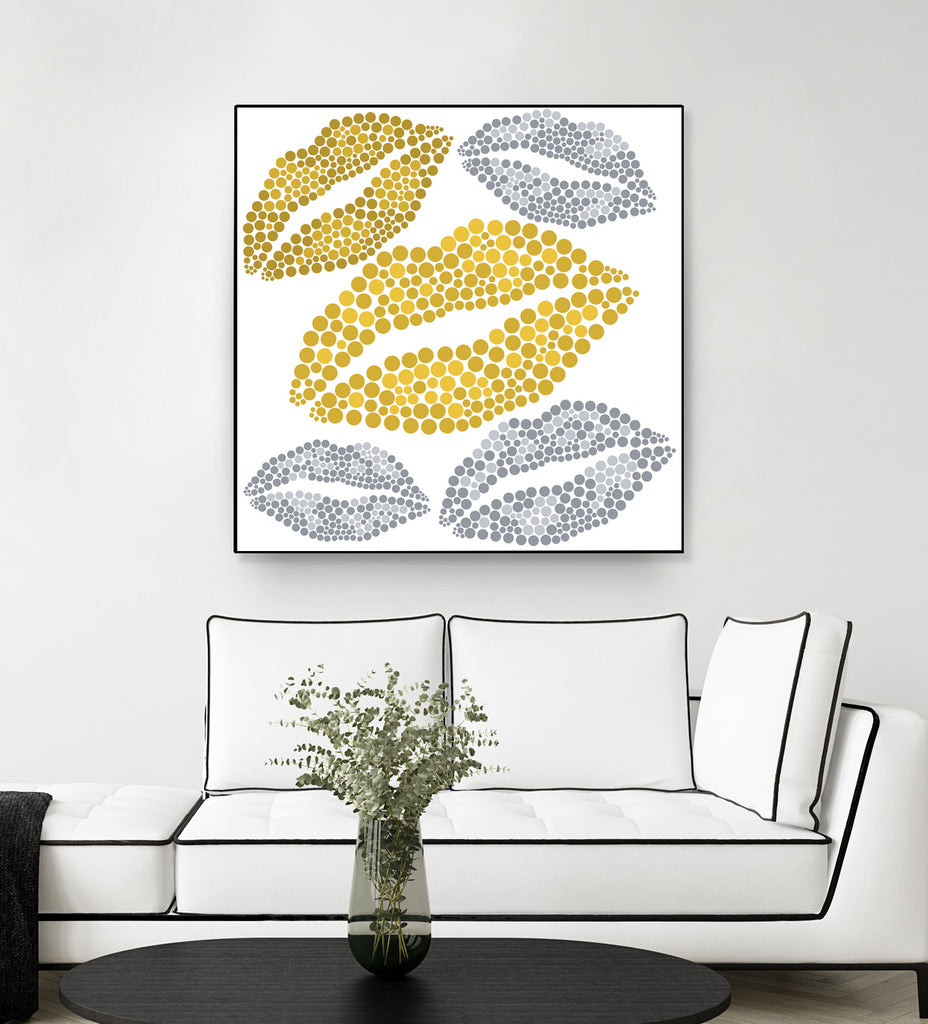 Luscious Lips In Gold And Silver by TheArtOf Vikki on GIANT ART - yellow digital painting