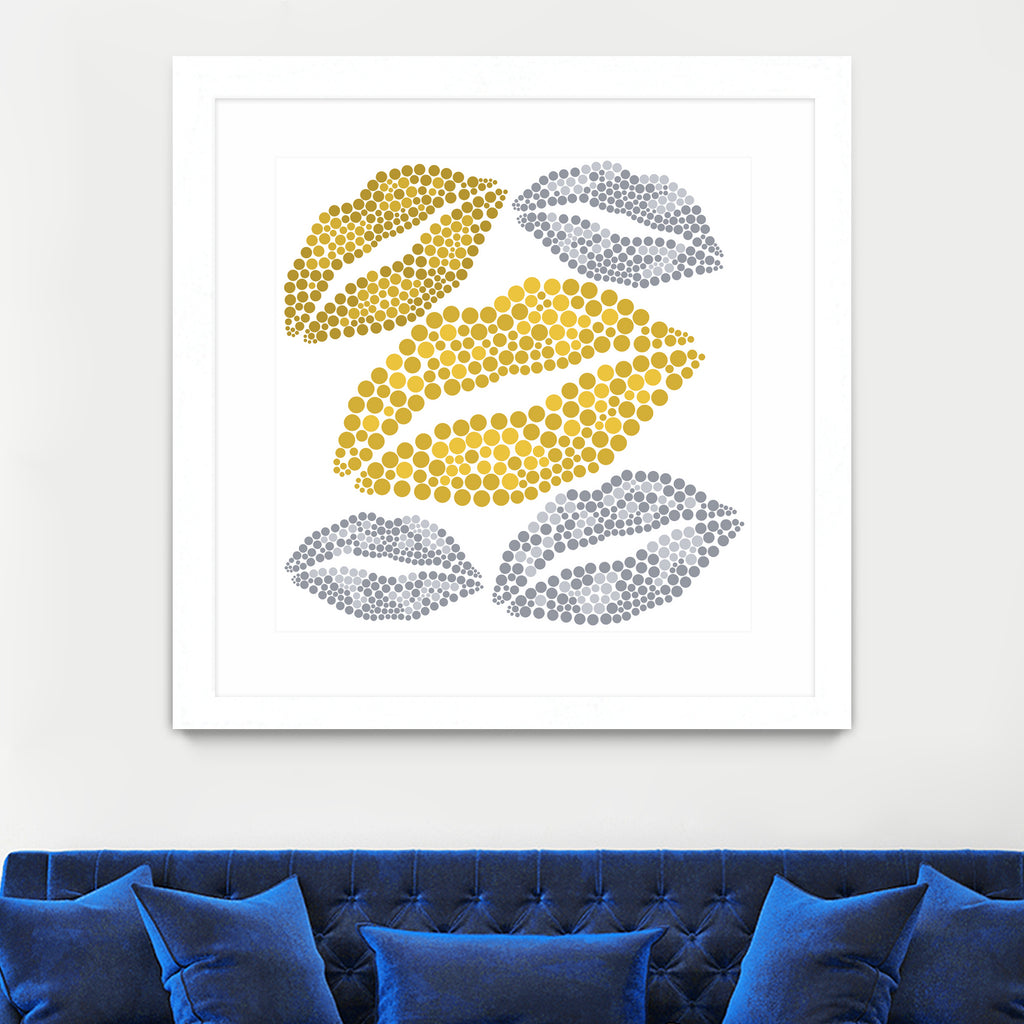 Luscious Lips In Gold And Silver by TheArtOf Vikki on GIANT ART - yellow digital painting