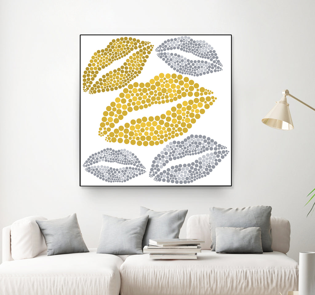 Luscious Lips In Gold And Silver by TheArtOf Vikki on GIANT ART - yellow digital painting