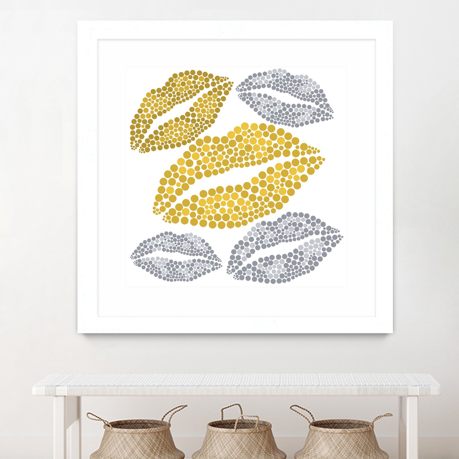 Luscious Lips In Gold And Silver by TheArtOf Vikki on GIANT ART - yellow digital painting