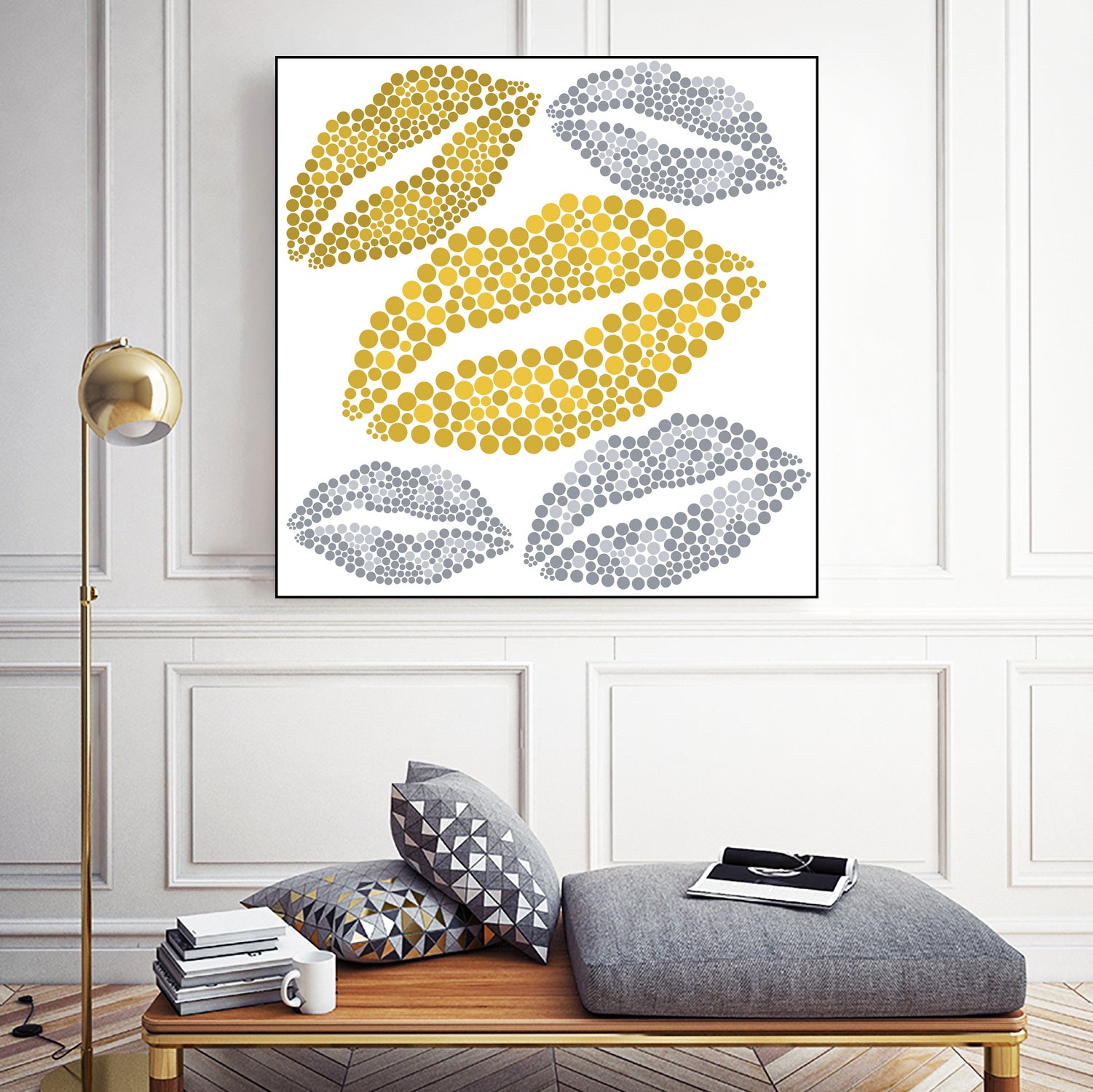 Luscious Lips In Gold And Silver by TheArtOf Vikki on GIANT ART - yellow digital painting