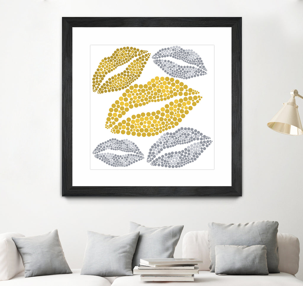 Luscious Lips In Gold And Silver by TheArtOf Vikki on GIANT ART - yellow digital painting