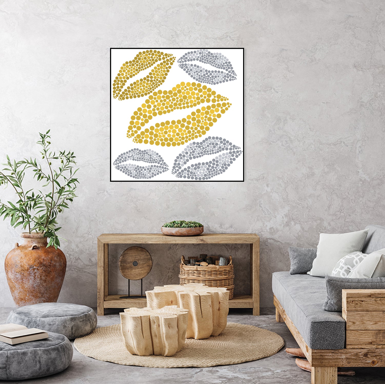 Luscious Lips In Gold And Silver by TheArtOf Vikki on GIANT ART - yellow digital painting