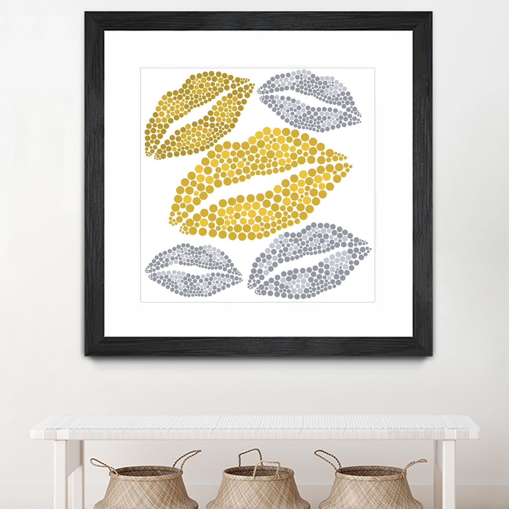 Luscious Lips In Gold And Silver by TheArtOf Vikki on GIANT ART - yellow digital painting