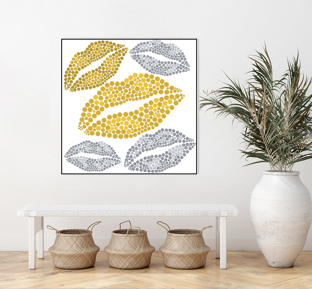 Luscious Lips In Gold And Silver by TheArtOf Vikki on GIANT ART - yellow digital painting