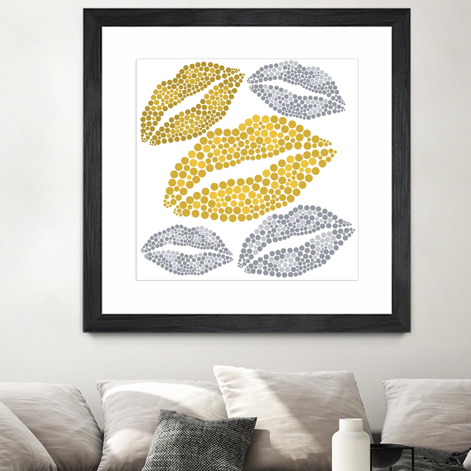 Luscious Lips In Gold And Silver by TheArtOf Vikki on GIANT ART - yellow digital painting