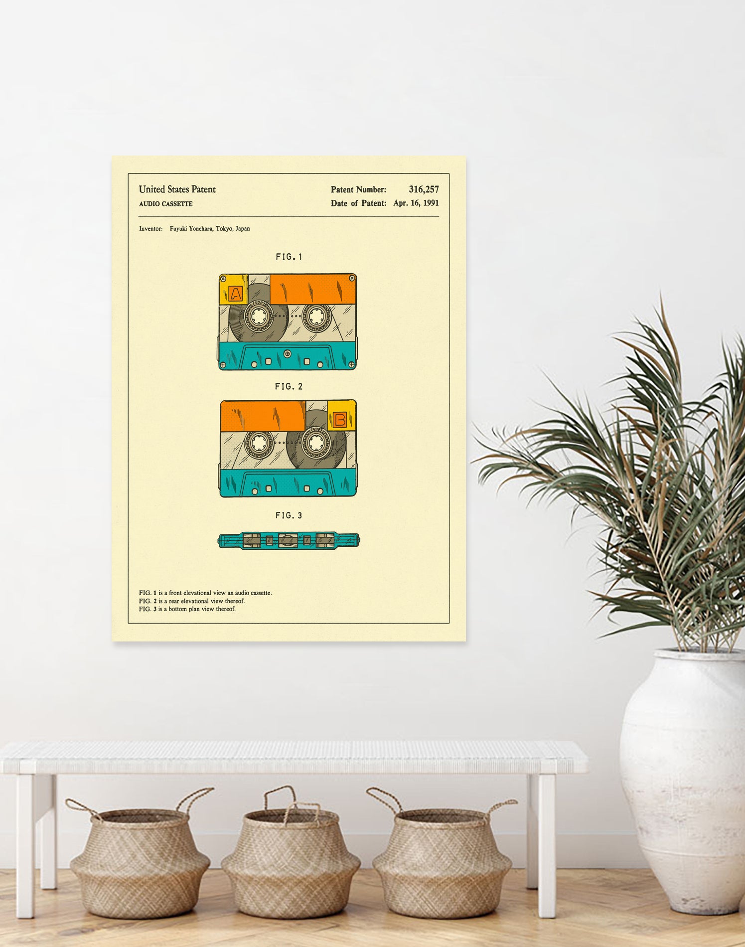 Cassette Patent - 1991 by Jazzberry Blue on GIANT ART - orange digital drawing