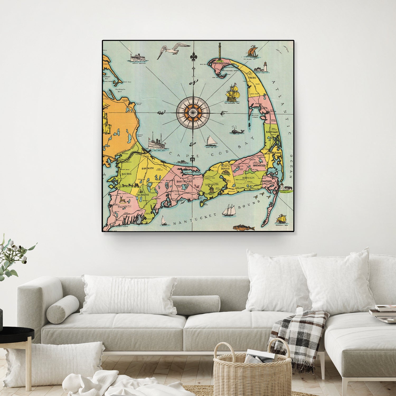 Vintage Map of Cape Cod by Adam Shaw on GIANT ART - white photo illustration