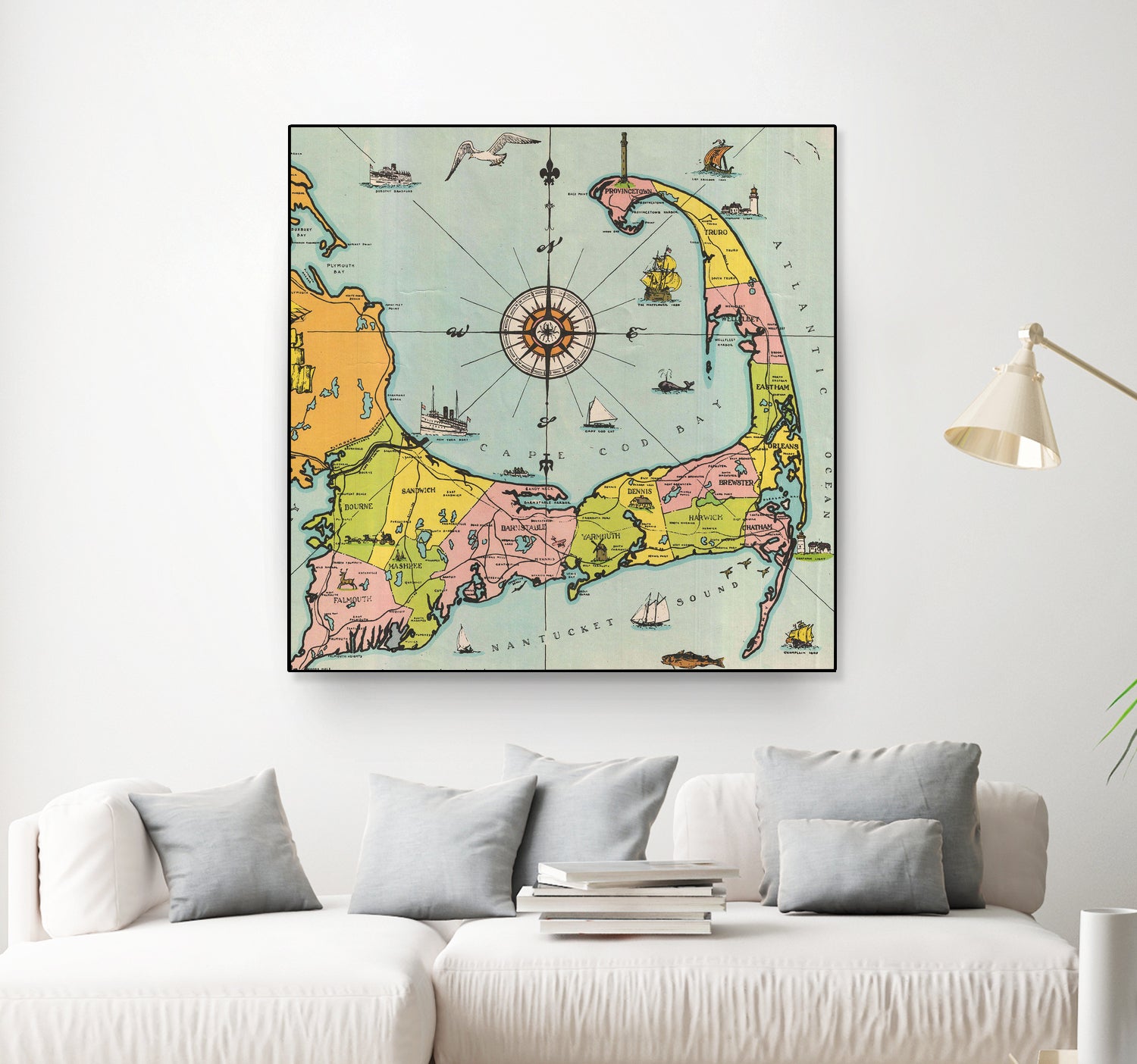 Vintage Map of Cape Cod by Adam Shaw on GIANT ART - white photo illustration