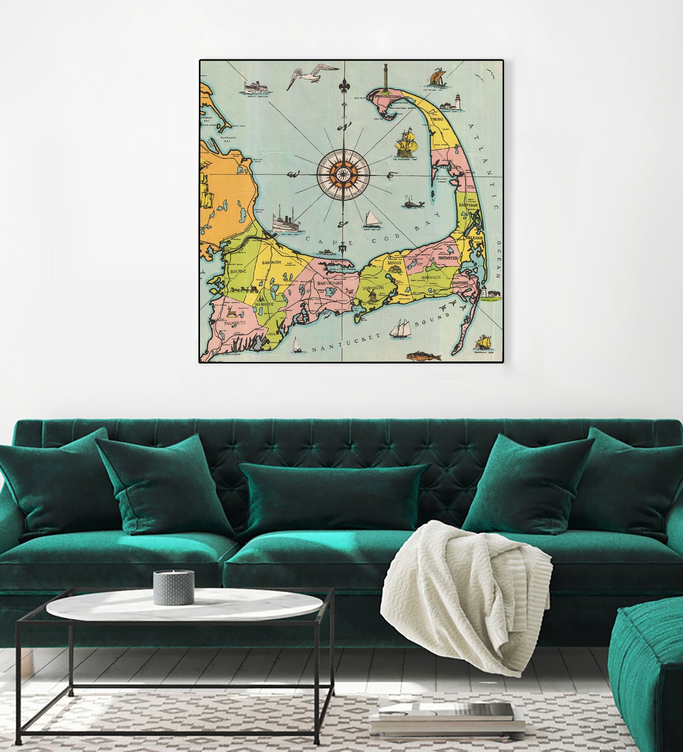 Vintage Map of Cape Cod by Adam Shaw on GIANT ART - white photo illustration