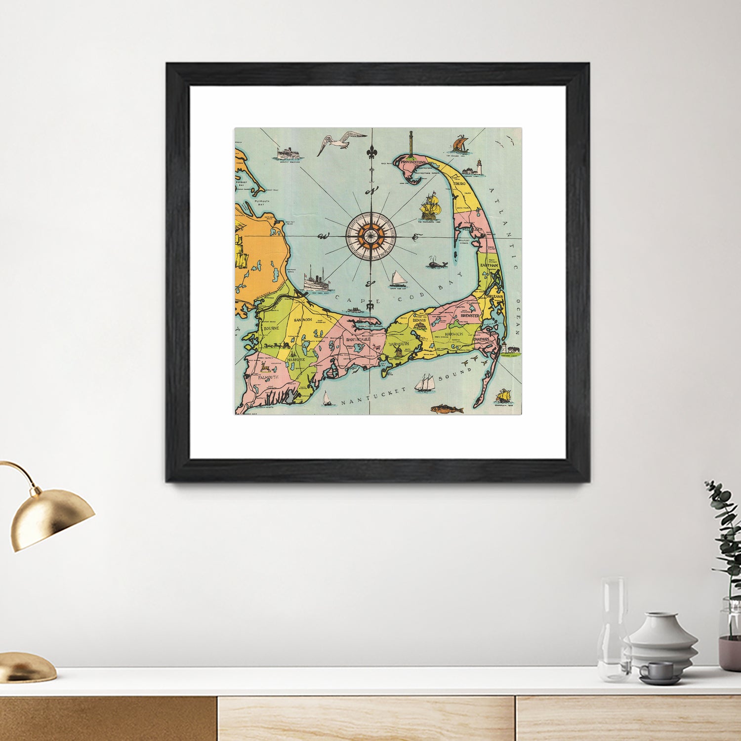 Vintage Map of Cape Cod by Adam Shaw on GIANT ART - white photo illustration