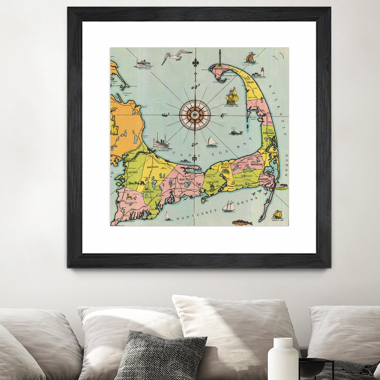 Vintage Map of Cape Cod by Adam Shaw on GIANT ART - white photo illustration