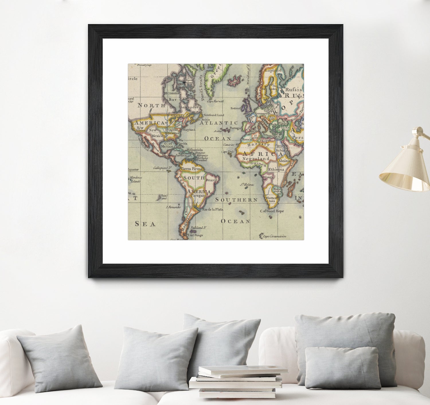 Vintage Map of The World (1766) by Adam Shaw on GIANT ART - white photo illustration