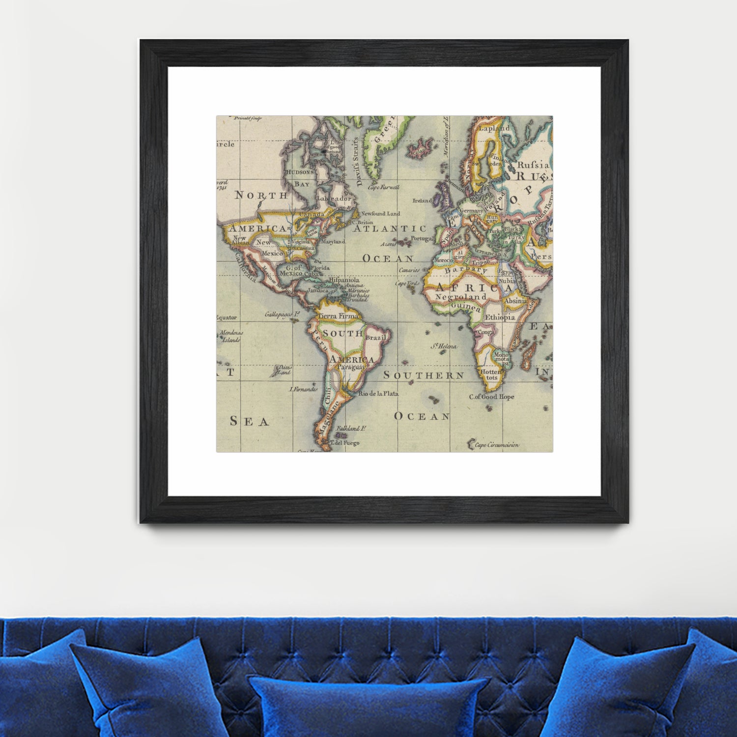 Vintage Map of The World (1766) by Adam Shaw on GIANT ART - white photo illustration