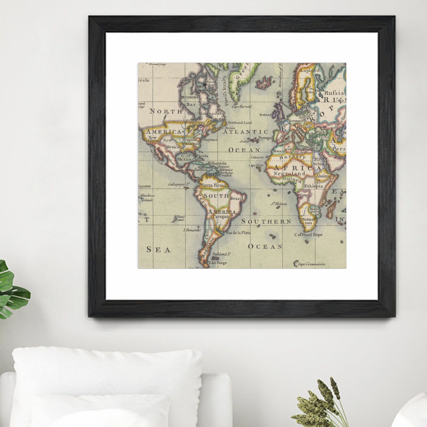 Vintage Map of The World (1766) by Adam Shaw on GIANT ART - white photo illustration