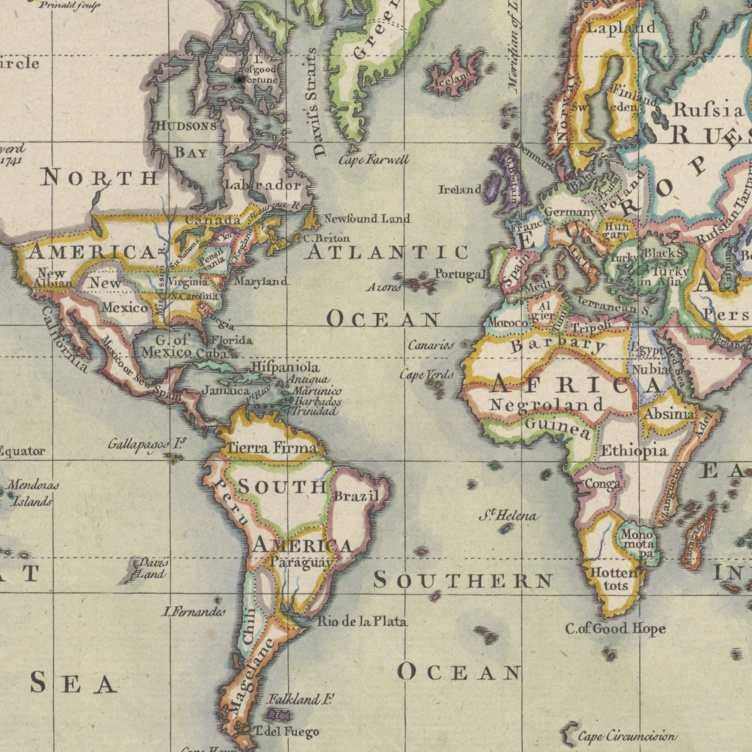 Vintage Map of The World (1766) by Adam Shaw on GIANT ART - white photo illustration