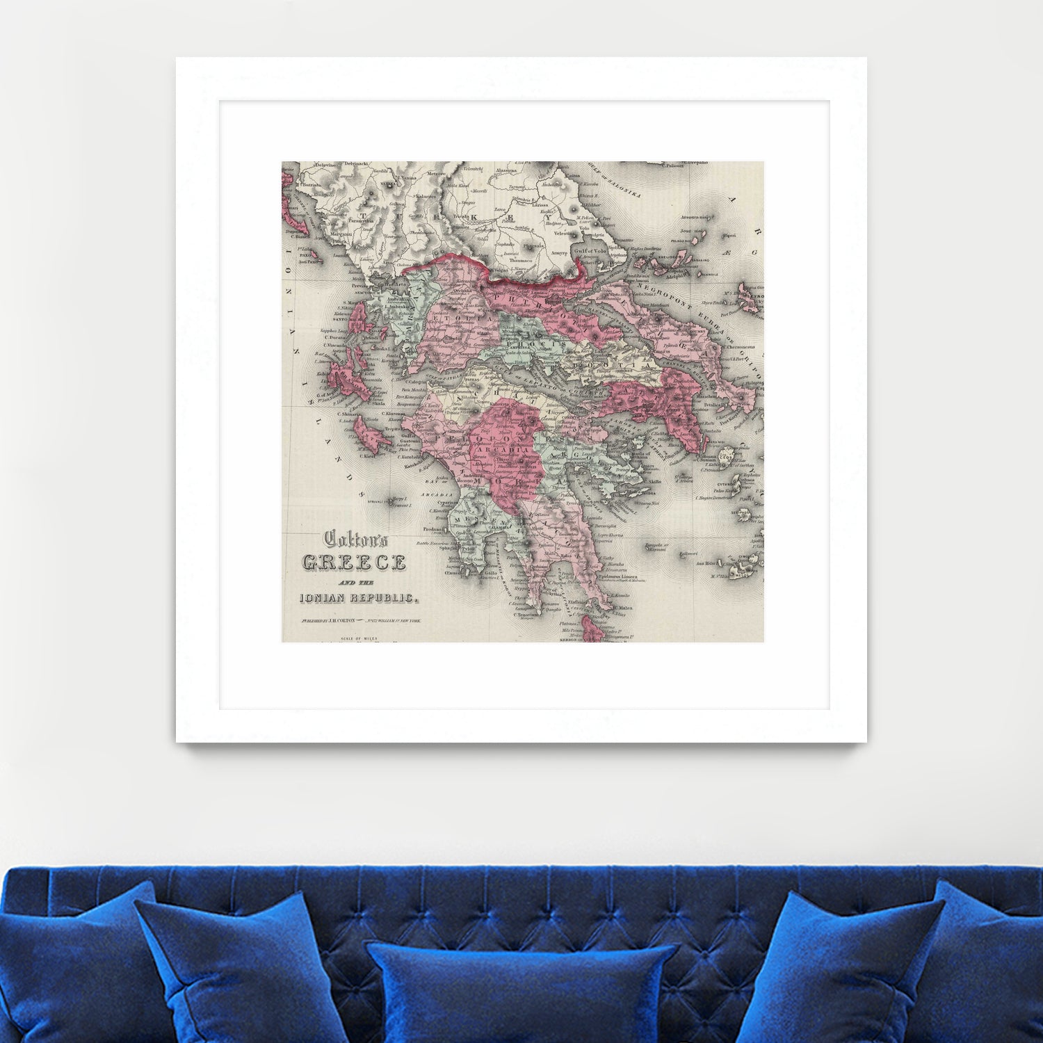 Vintage Map of Greece (1865) by Adam Shaw on GIANT ART - white photo illustration