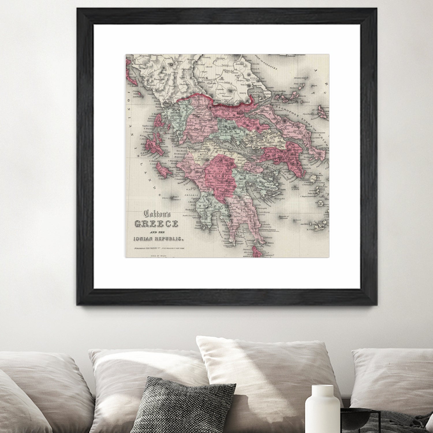 Vintage Map of Greece (1865) by Adam Shaw on GIANT ART - white photo illustration