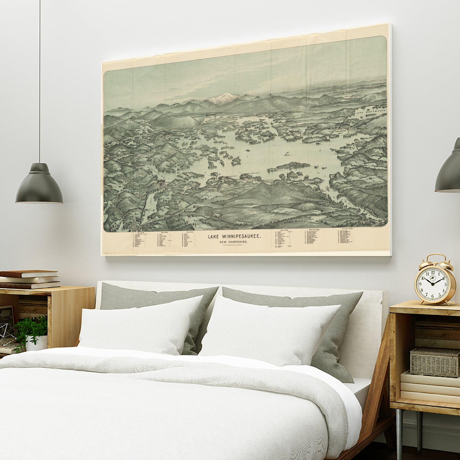 Vintage Map of Lake Winnipesaukee (1903) by Adam Shaw on GIANT ART - white photo illustration