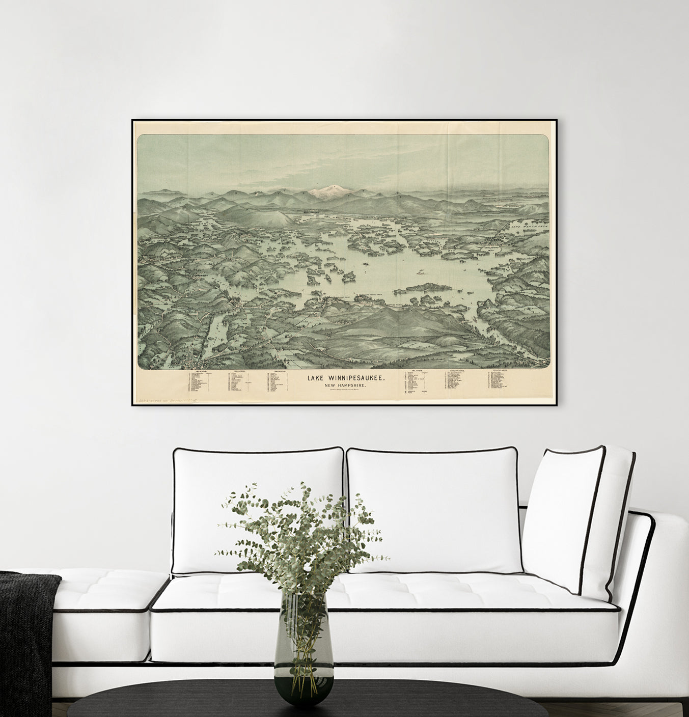 Vintage Map of Lake Winnipesaukee (1903) by Adam Shaw on GIANT ART - white photo illustration