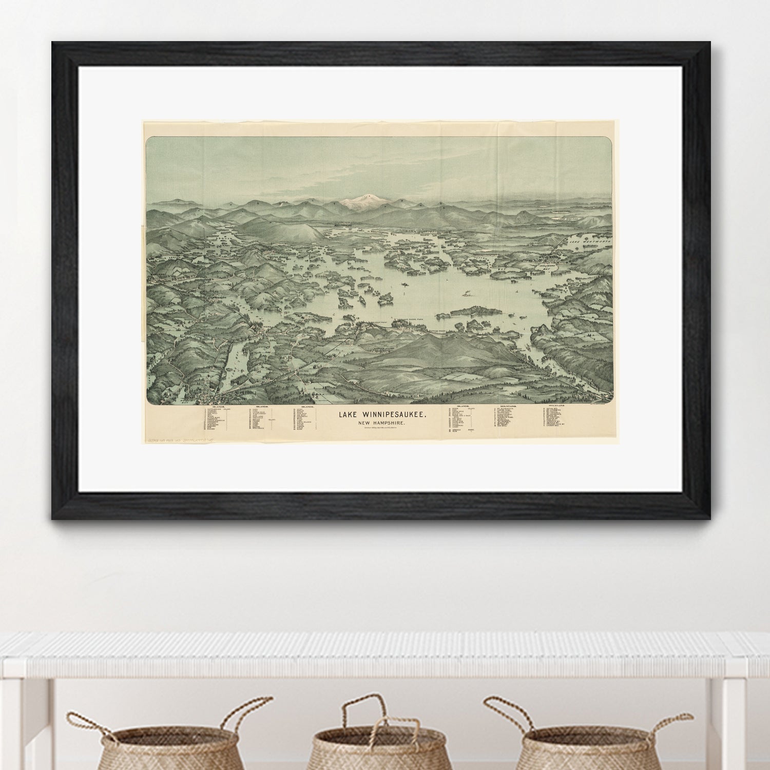 Vintage Map of Lake Winnipesaukee (1903) by Adam Shaw on GIANT ART - white photo illustration