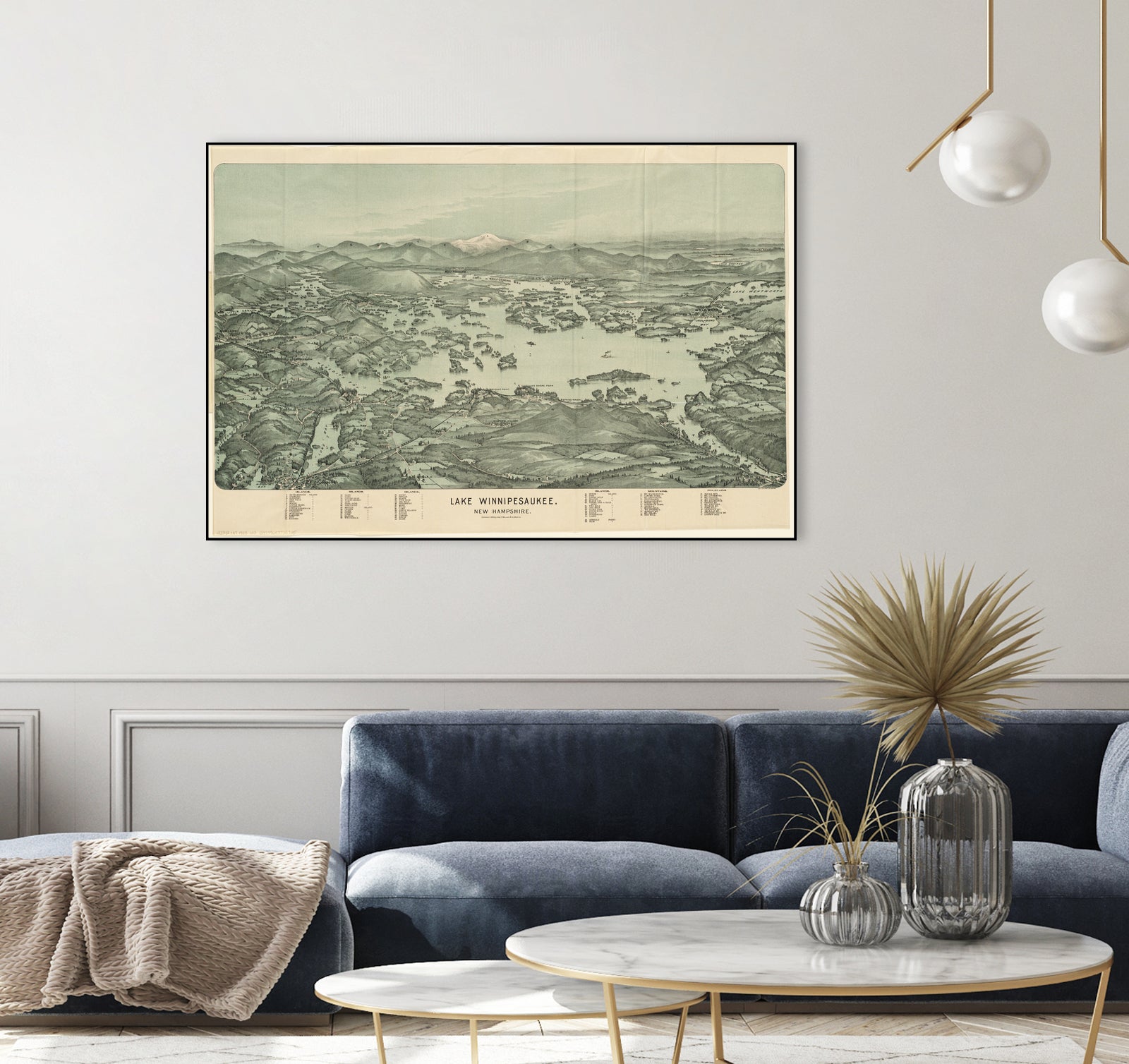 Vintage Map of Lake Winnipesaukee (1903) by Adam Shaw on GIANT ART - white photo illustration