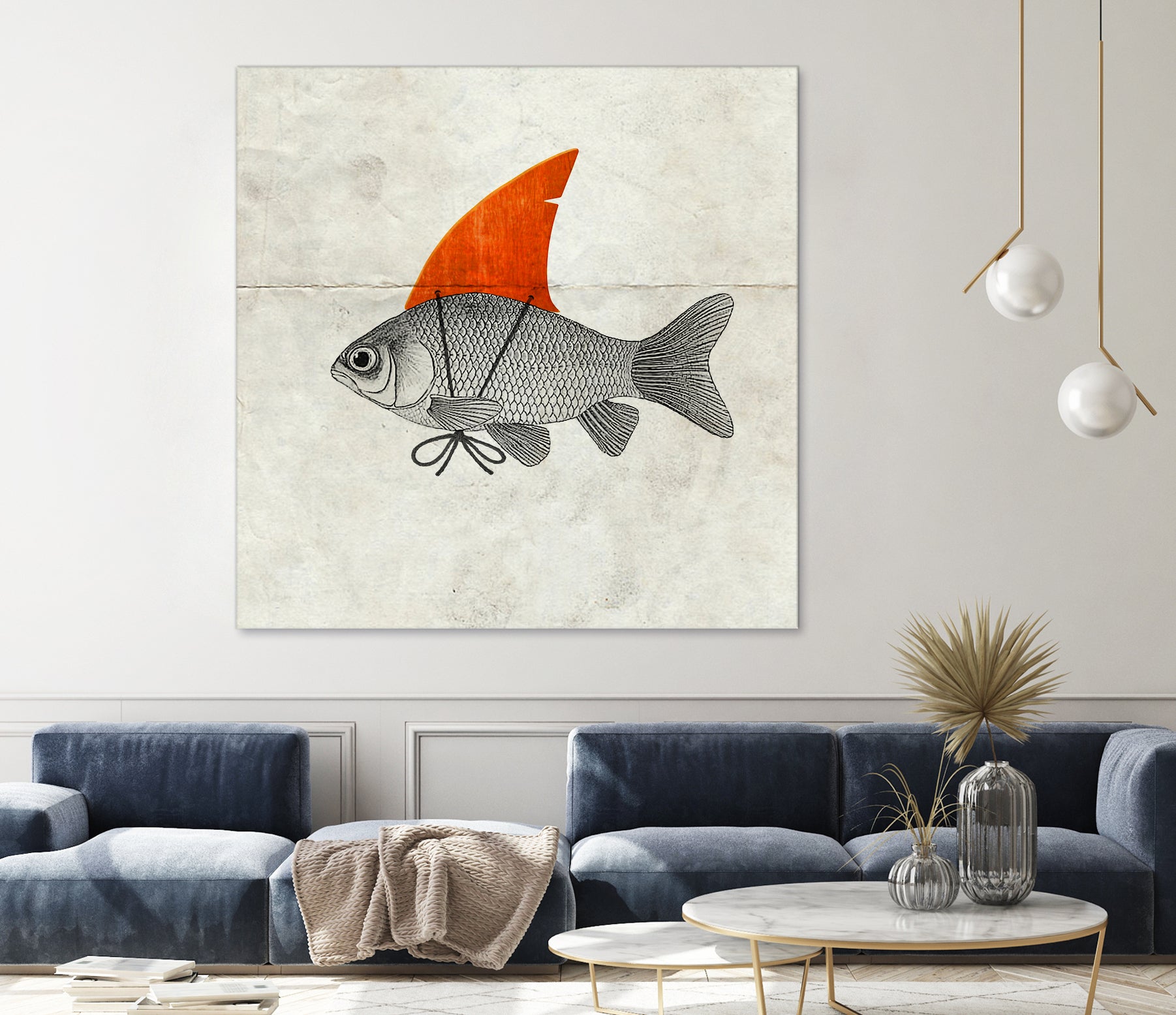 Goldfish with a Shark Fin by Vin Zzep on GIANT ART - white digital painting